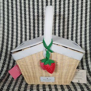 Kate Spade Wicker Picnic Basket Strawberry White